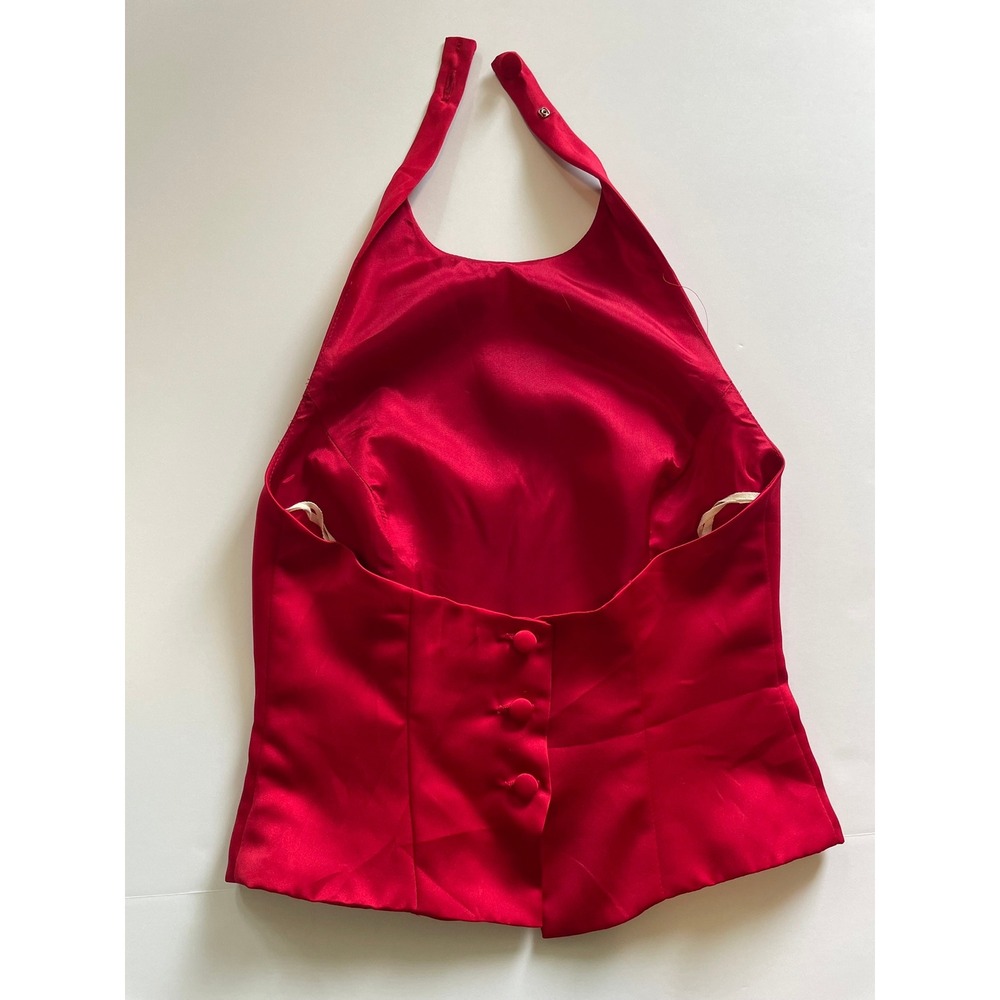 VTG Tom Barra Red Satin Halter Top Size 4 - Picture 7 of 7